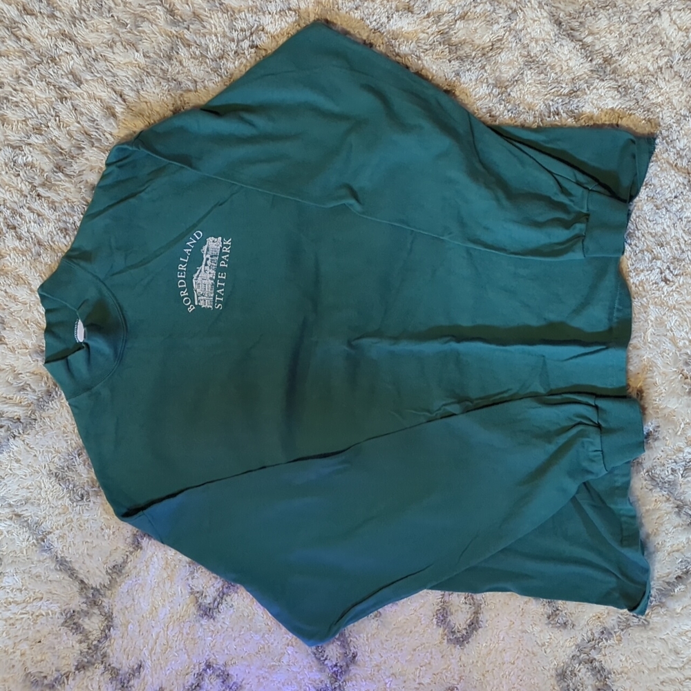 Borderland State Park Mock Turtleneck Long Sleeve Tee, Large, Spruce Green